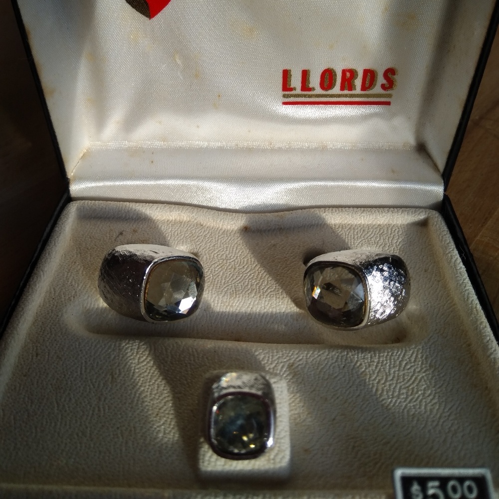Vintage Swank silver tone cuff links and pin